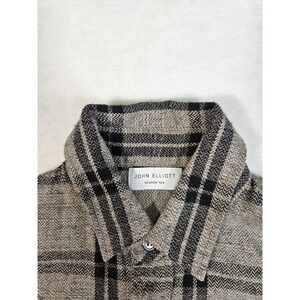 John Elliott Lightweight Plaid Button Up Bone Beige Cotton Shirt LS Size‎ 0